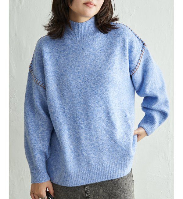 VENCE share style「配色ハンドステッチプルオーバー」|ニット・セーター|