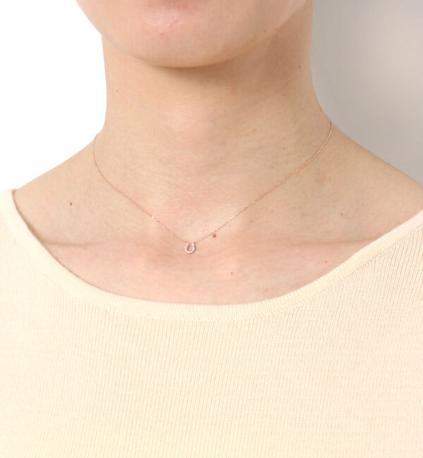 Phoebe「【K10】ホースシュービジューネックレス　ローズゴールド／BOX&ショッパーつき/全長:40cm」|ネックレス|