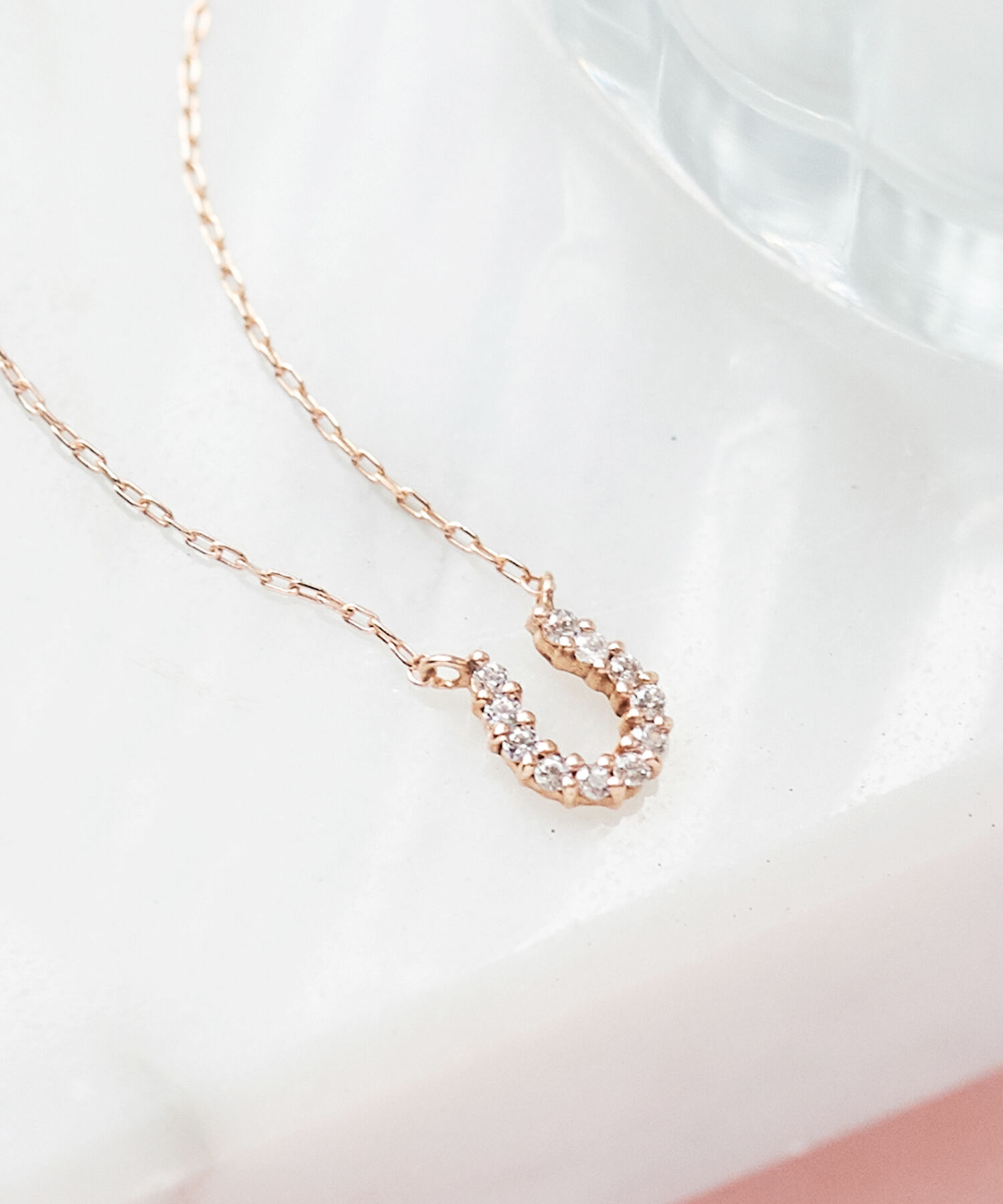 Phoebe「【K10】ホースシュービジューネックレス　ローズゴールド／BOX&ショッパーつき/全長:40cm」|ネックレス|