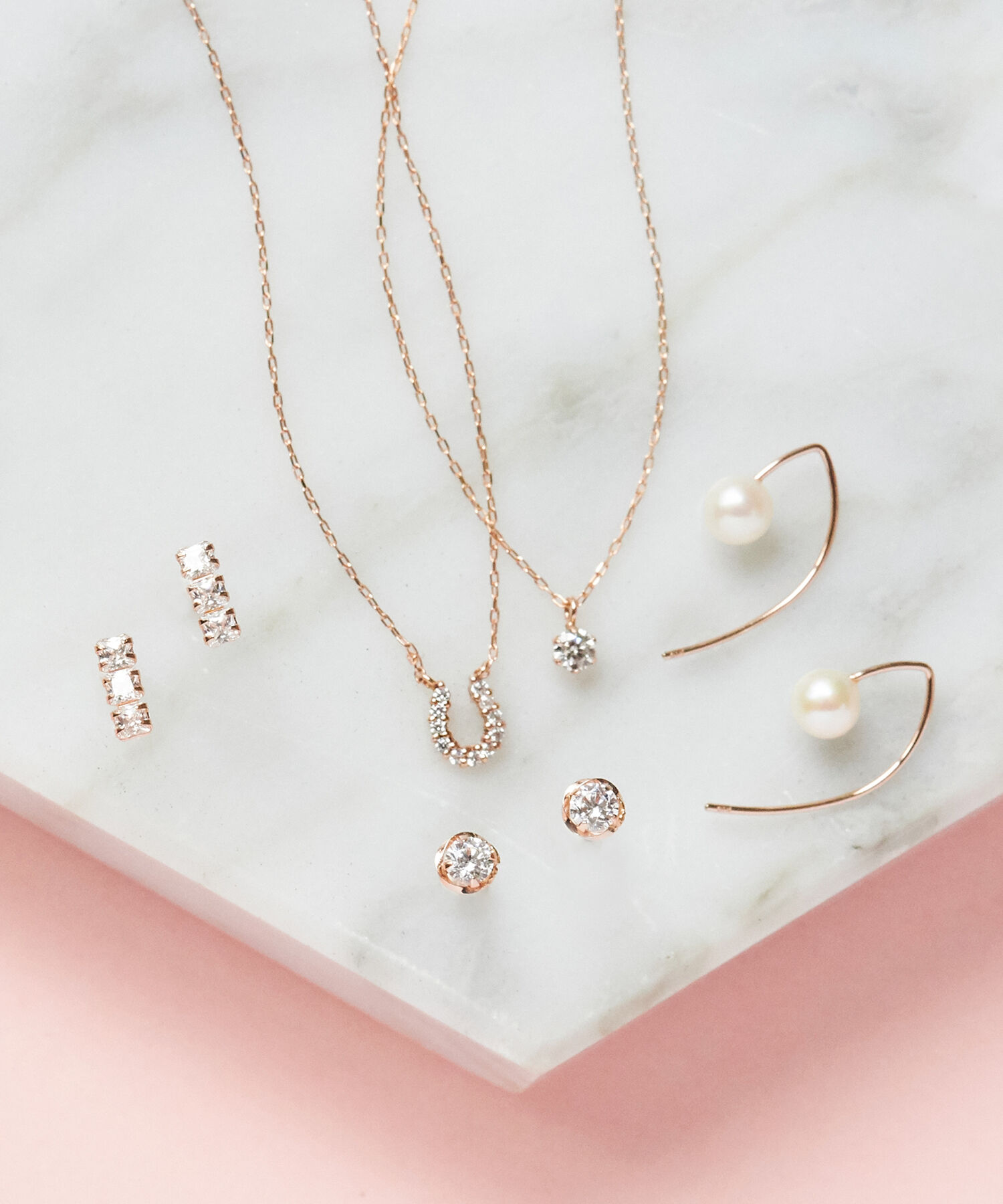 Phoebe「【K10】ホースシュービジューネックレス　ローズゴールド／BOX&ショッパーつき/全長:40cm」|ネックレス|