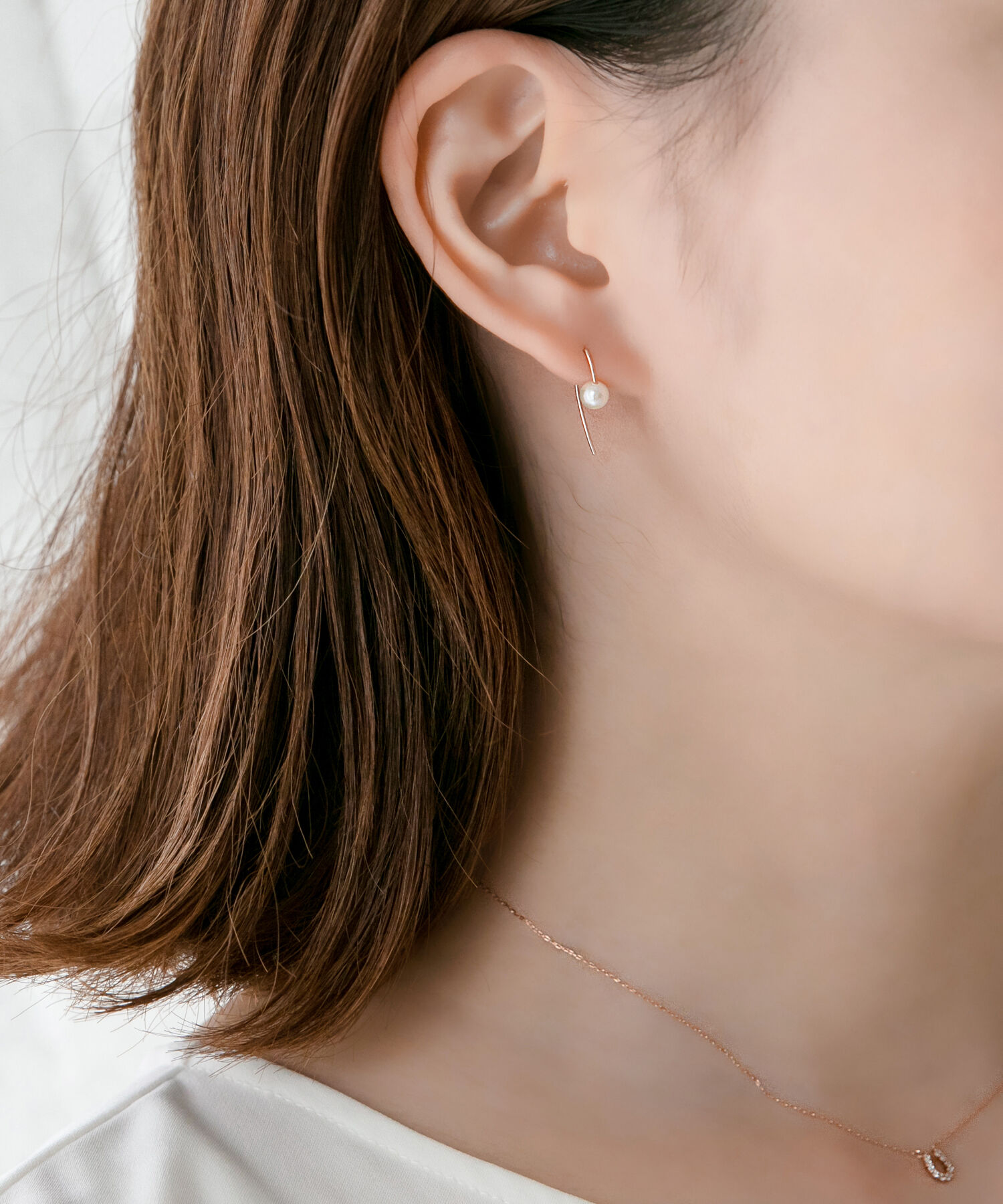 Phoebe「【K10】プチパールフックピアス　ローズゴールド/BOX付き」|ピアス|