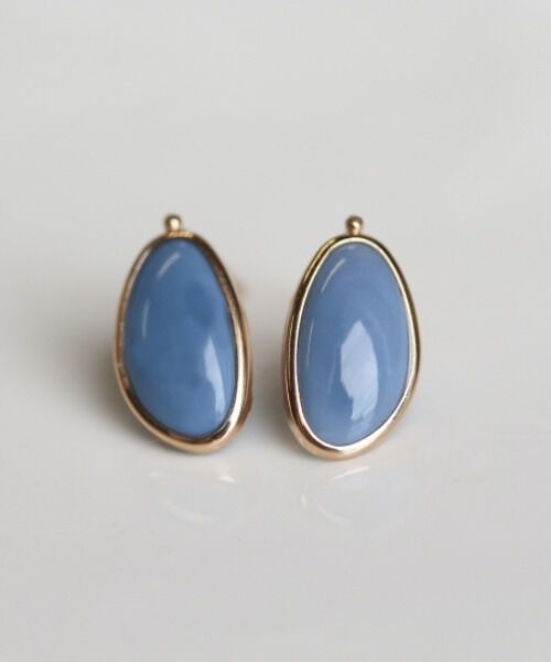  「カラーストーン ピアス | K10YG 〈ブルーオパール / ラブラドライト〉」|ピアス|