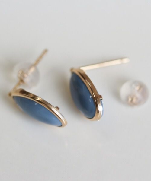  「カラーストーン ピアス | K10YG 〈ブルーオパール / ラブラドライト〉」|ピアス|