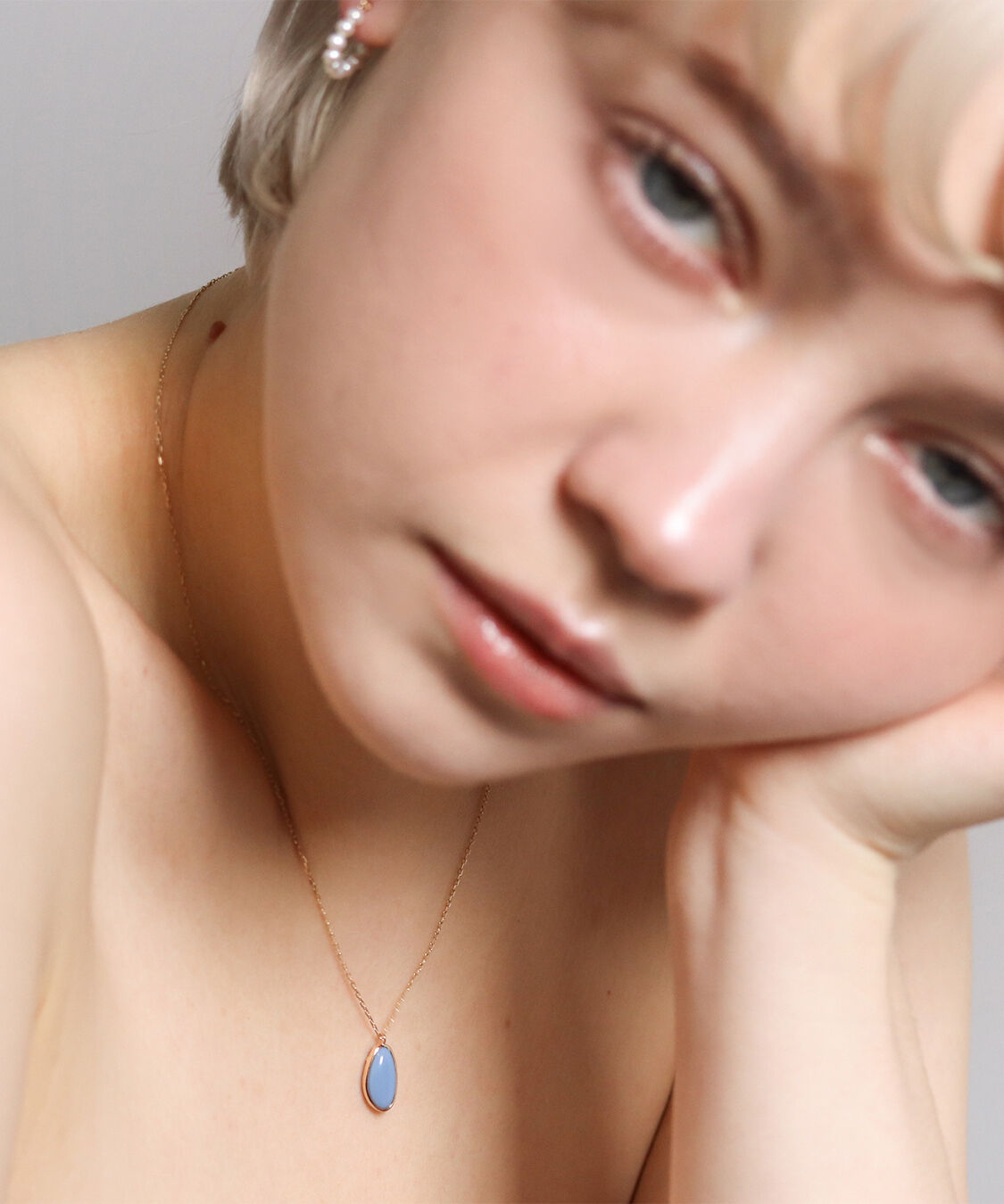  「カラーストーン ネックレス | K10YG 〈ブルーオパール / ラブラドライト〉」|ネックレス|