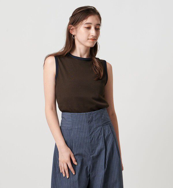 UNITED ARROWS「リブバイカラーパイピング ノースリーブカットソー」|Tシャツ・カットソー|