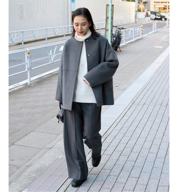 JOURNAL STANDARD「《追加》スーパー140ビーバーノーカラーショートコート」|ノーカラーコート|