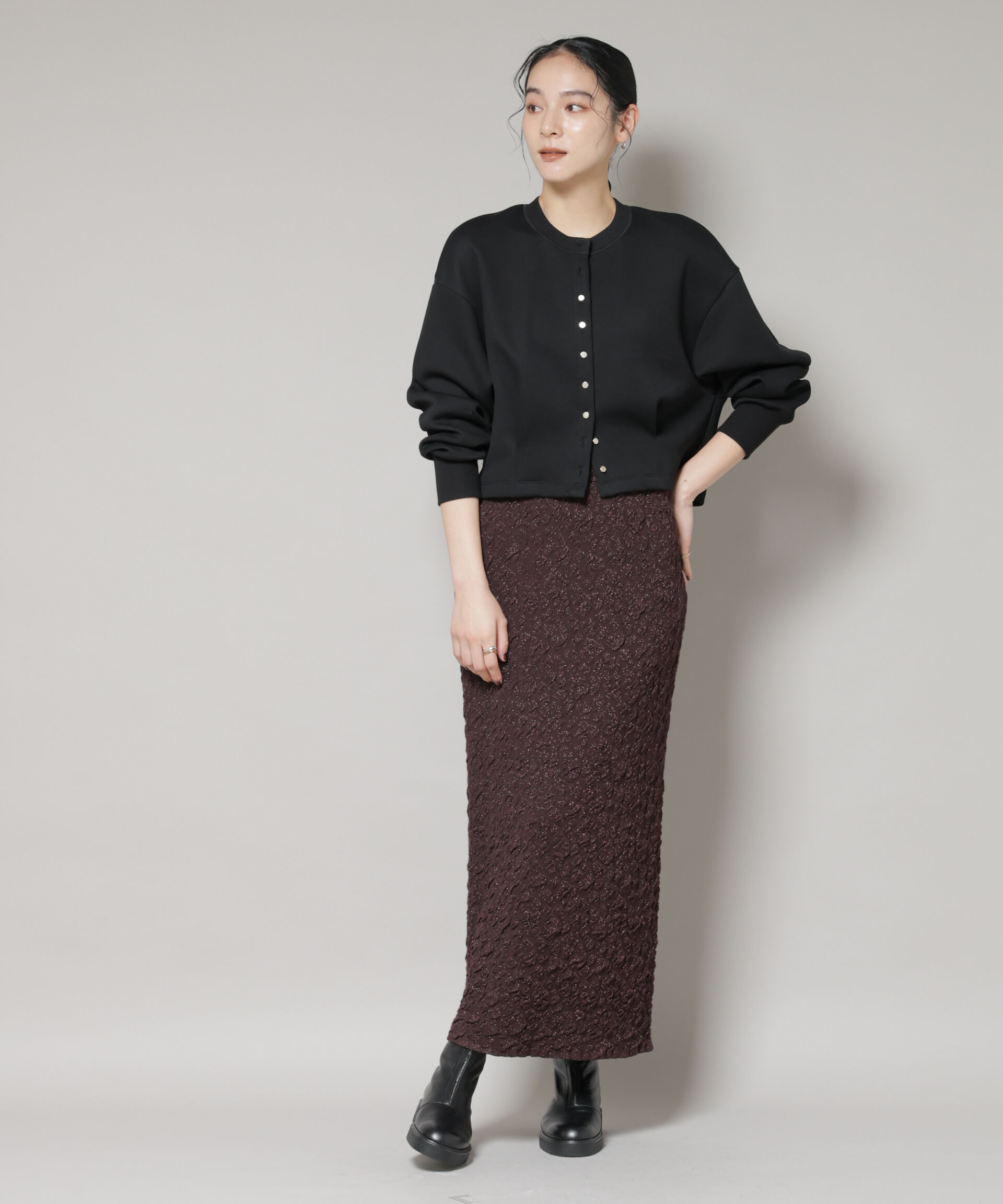 nano･universe「ラメジャガードニットタイトスカート」|スカート|