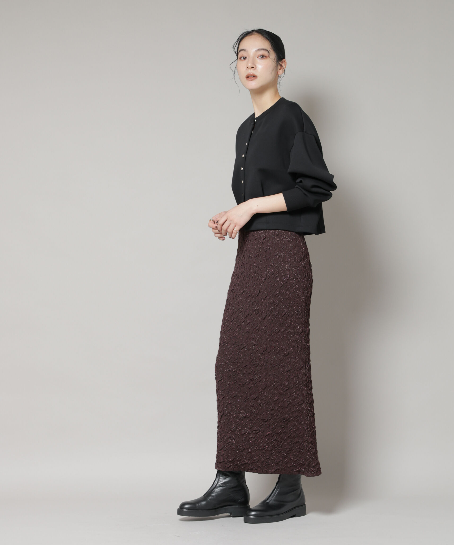 nano･universe「ラメジャガードニットタイトスカート」|スカート|