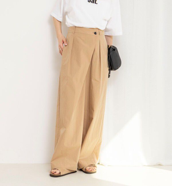 NOLLEY'S「【一部WEB限定サイズ】ウォッシャブル撥水ワイドラップパンツ」|その他|ベージュ