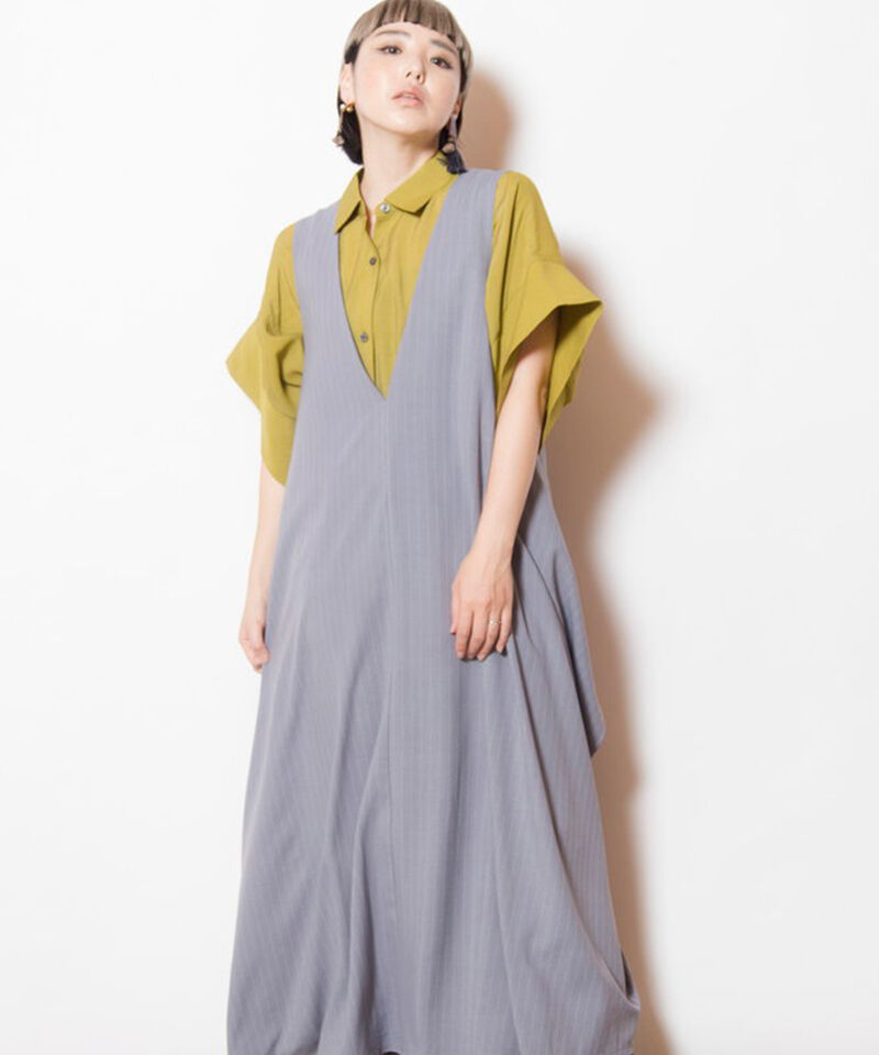  「3WAYストライプジャンパースカート」|ジャンパースカート|GRAY