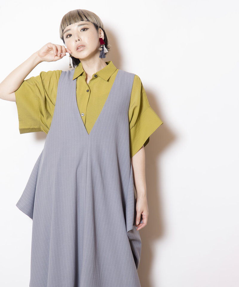  「3WAYストライプジャンパースカート」|ジャンパースカート|