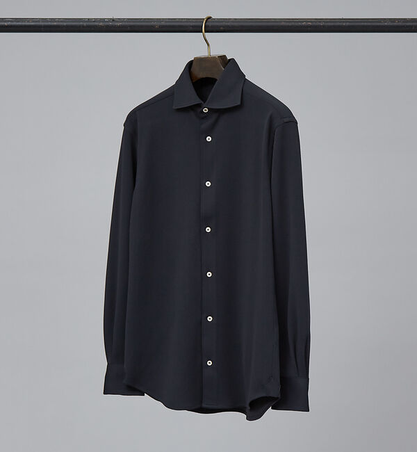 ABAHOUSE「【FLEX SHIRTS】COOLMAX EcoMade ダブルピケ ジャージシ」|シャツ・ブラウス|ダークネイビー