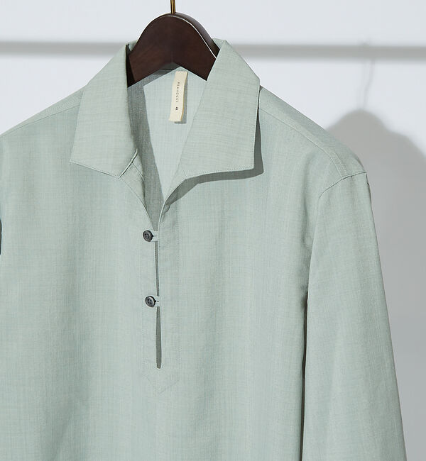 ABAHOUSE「【リネンタッチ】カプリ7分袖シャツ」|シャツ・ブラウス|セージグリーン