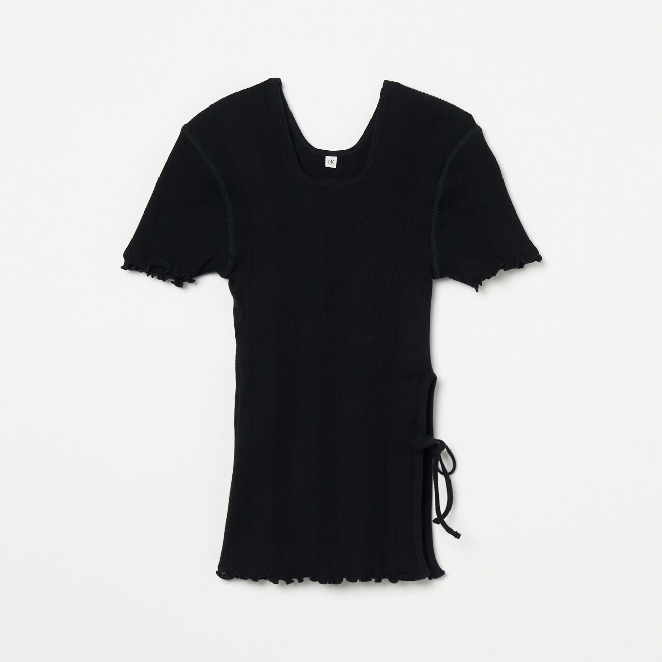  「HAKUJI Random rib bra half sleeve」|Tシャツ・カットソー|ブラック