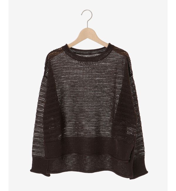  「リネンライクメッシュニットプルオーバー」|ニット・セーター|