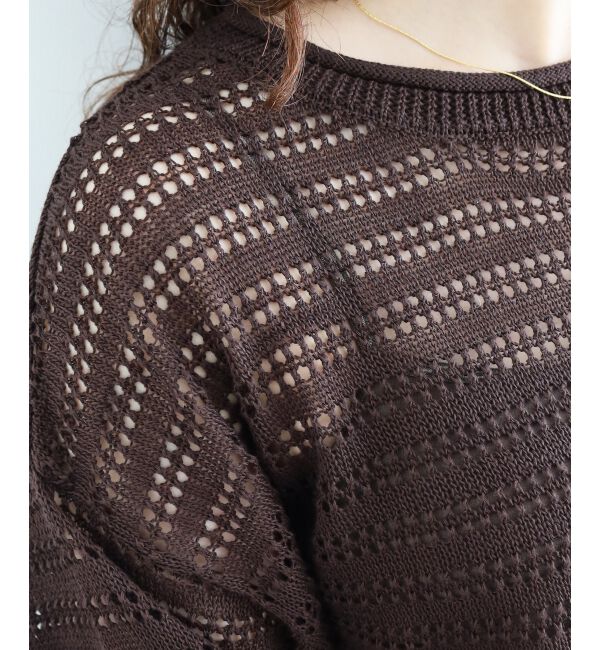  「リネンライクメッシュニットプルオーバー」|ニット・セーター|