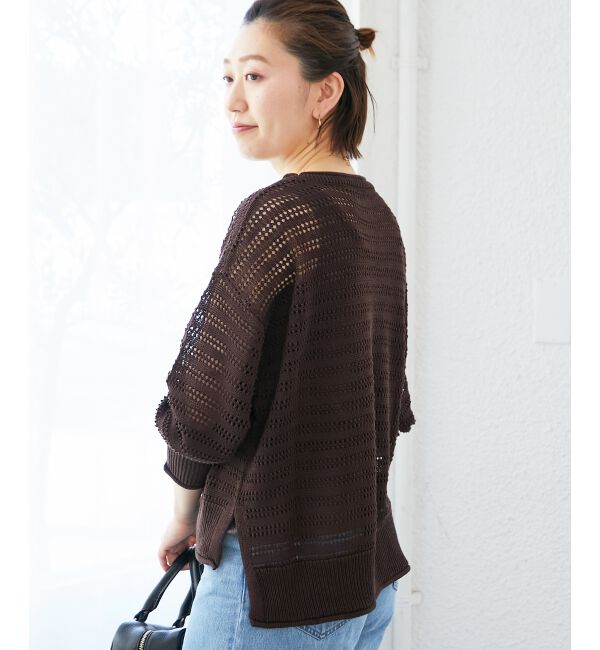  「リネンライクメッシュニットプルオーバー」|ニット・セーター|