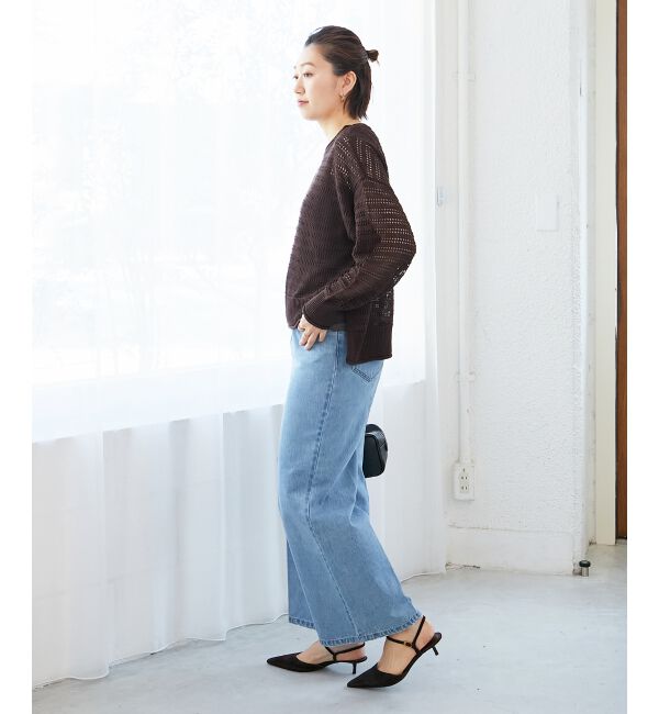  「リネンライクメッシュニットプルオーバー」|ニット・セーター|