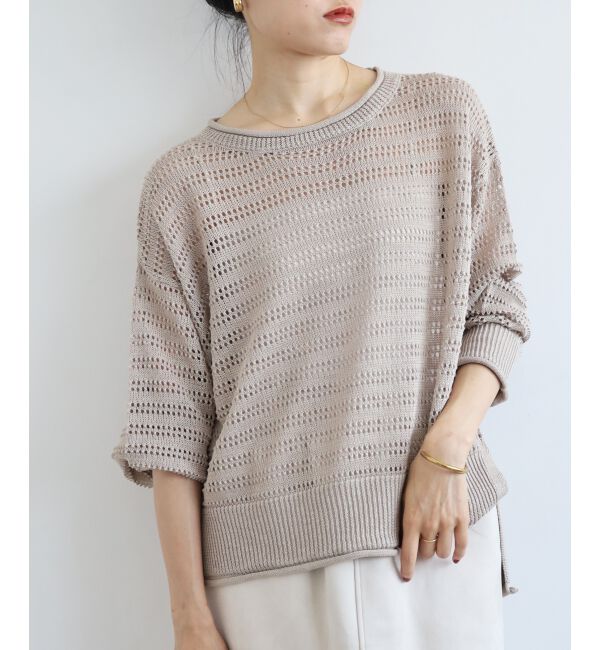 「リネンライクメッシュニットプルオーバー」|ニット・セーター|