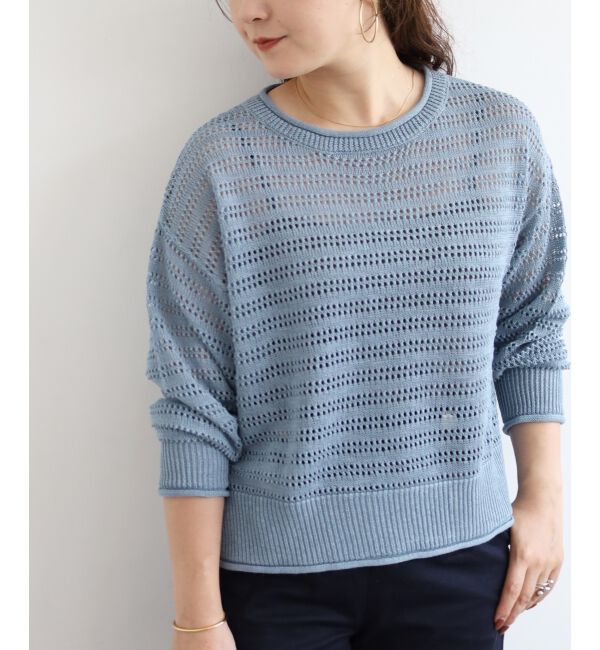  「リネンライクメッシュニットプルオーバー」|ニット・セーター|