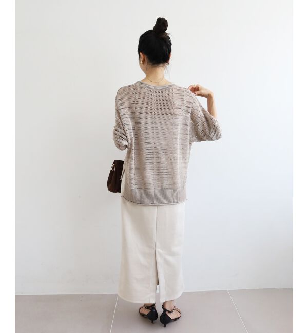  「リネンライクメッシュニットプルオーバー」|ニット・セーター|