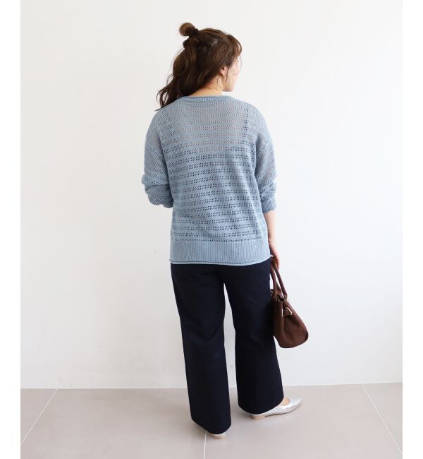  「リネンライクメッシュニットプルオーバー」|ニット・セーター|
