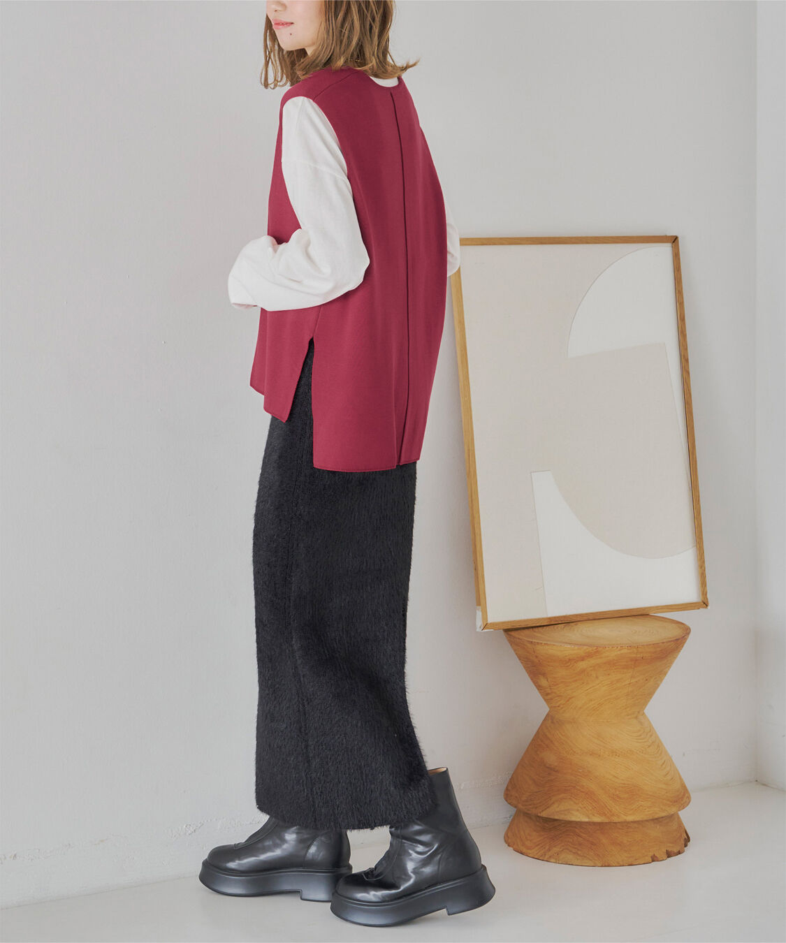 titivate「サイドスリットVネックニットベスト」|ニット・セーター|