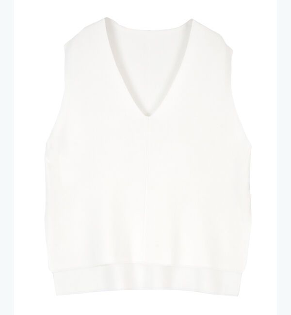 titivate「サイドスリットVネックニットベスト」|ニット・セーター|オフホワイト