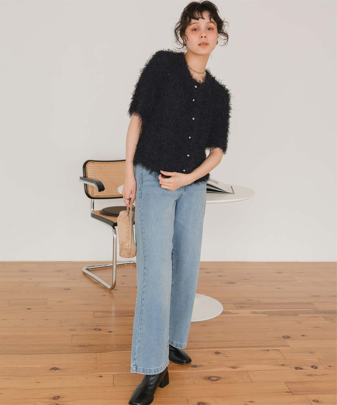 titivate「ハーフスリーブシャギーニットトップス」|ニット・セーター|