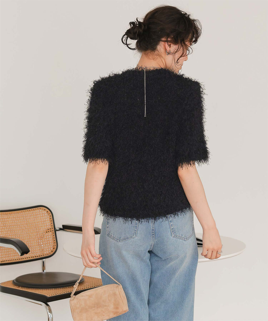 titivate「ハーフスリーブシャギーニットトップス」|ニット・セーター|