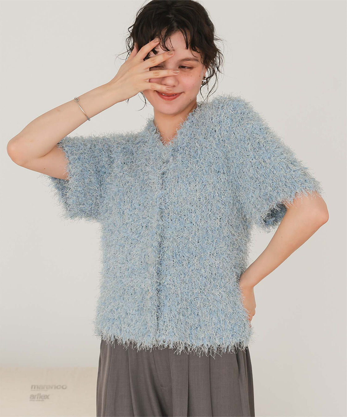 titivate「ハーフスリーブシャギーニットトップス」|ニット・セーター|