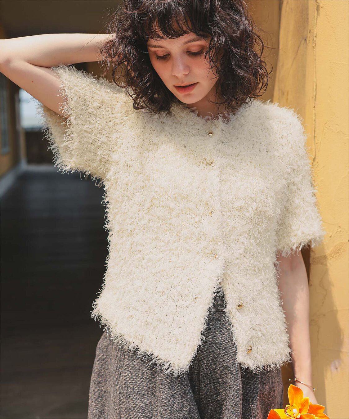 titivate「ハーフスリーブシャギーニットトップス」|ニット・セーター|