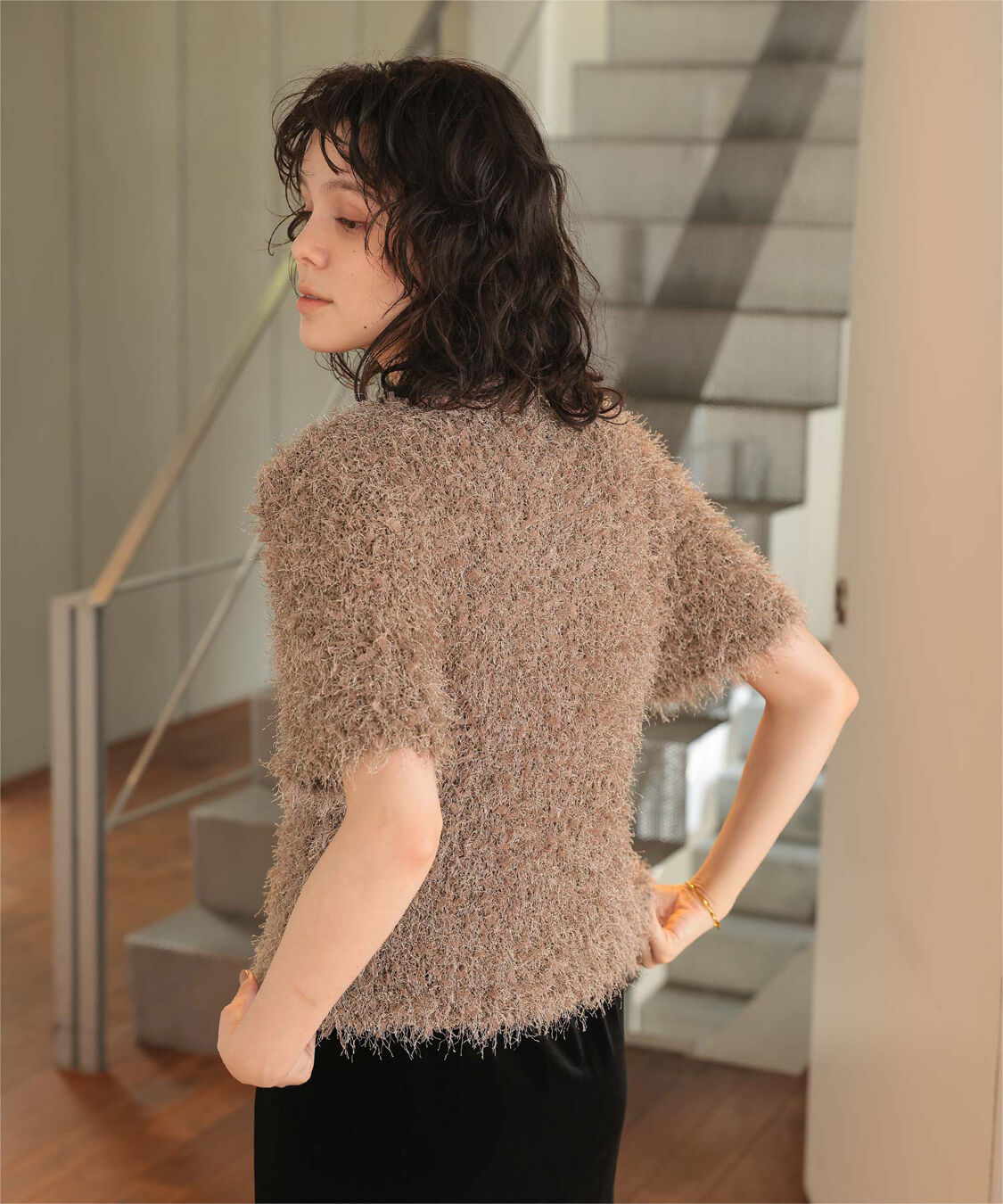 titivate「ハーフスリーブシャギーニットトップス」|ニット・セーター|