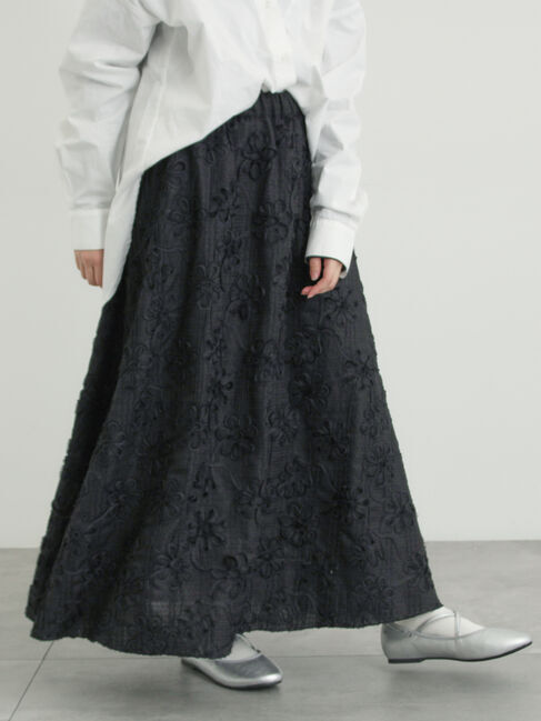 Samansa Mos2「花柄テープ刺繍フレアスカート」|スカート|