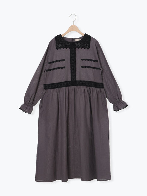 Samansa Mos2「レースピンタックワンピース」|ワンピース|チャコールグレー