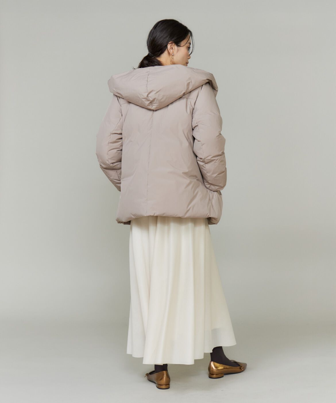 INED「ショート丈 ショールカラーフードダウンコート」|ダウン|