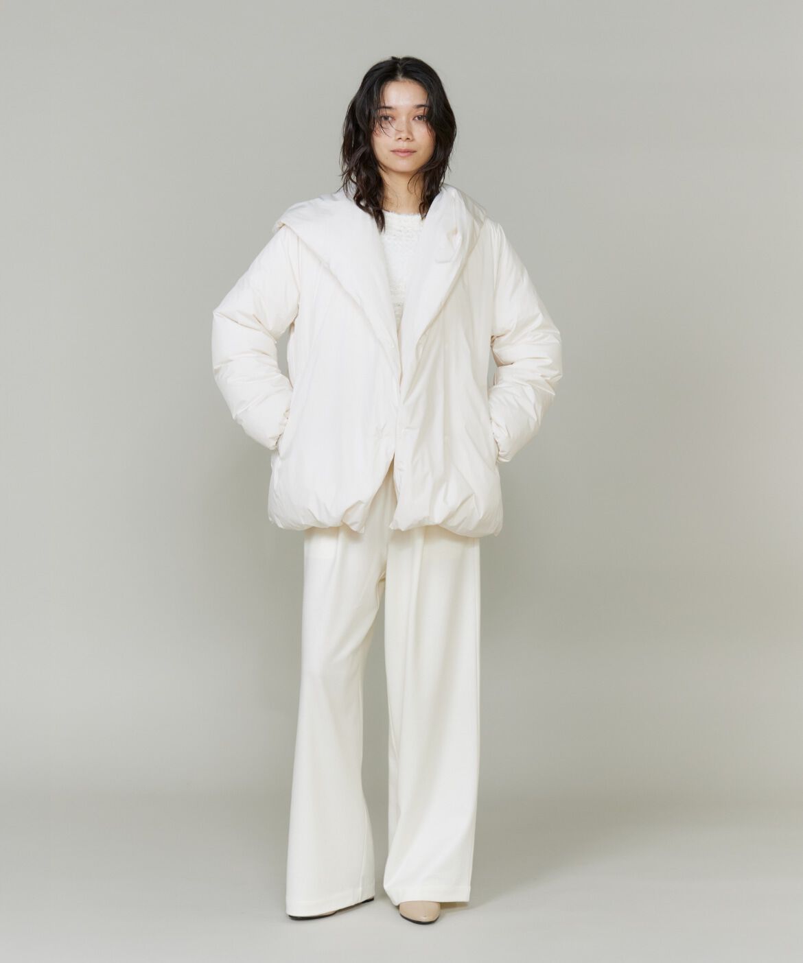 INED「ショート丈 ショールカラーフードダウンコート」|ダウン|