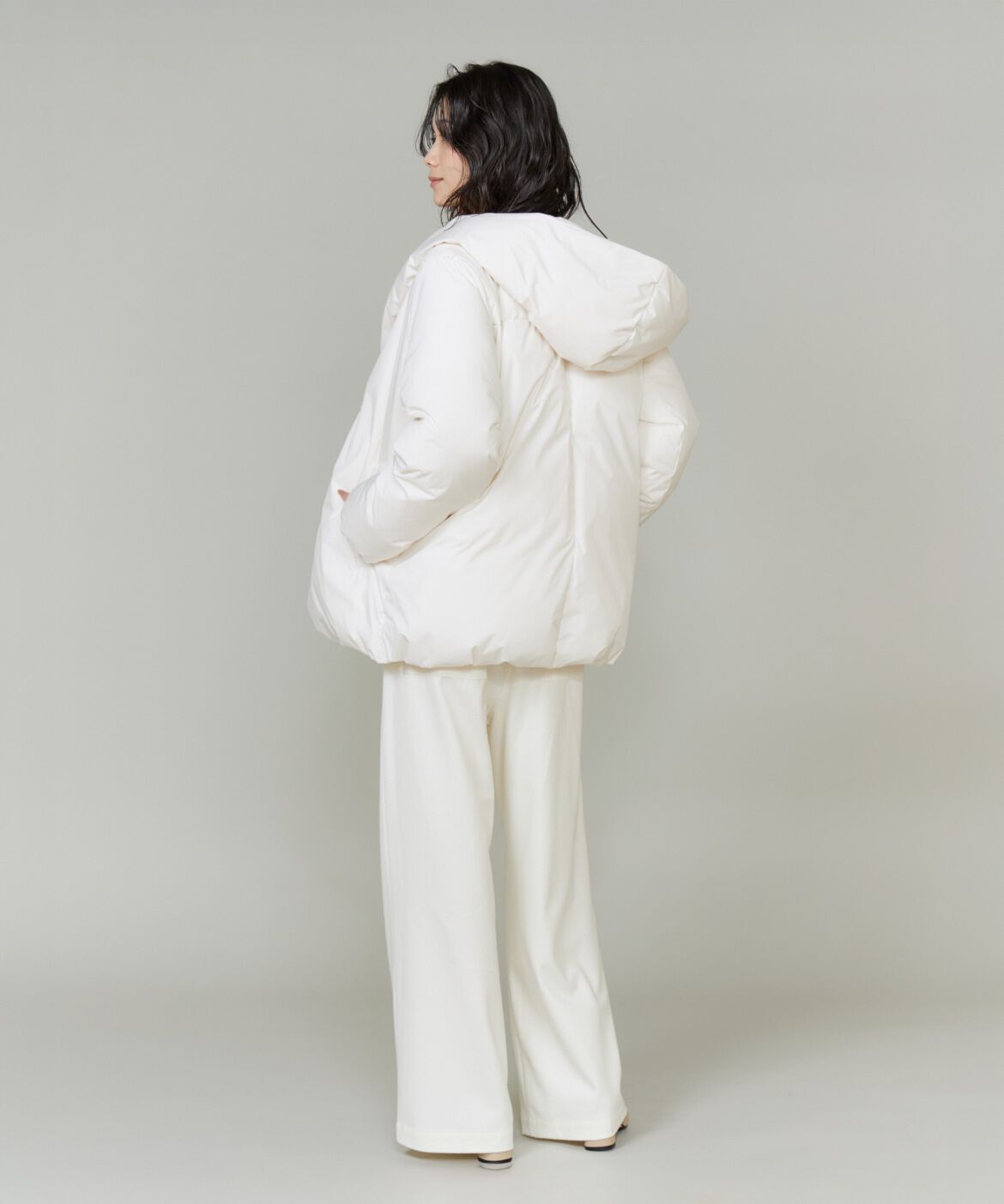 INED「ショート丈 ショールカラーフードダウンコート」|ダウン|