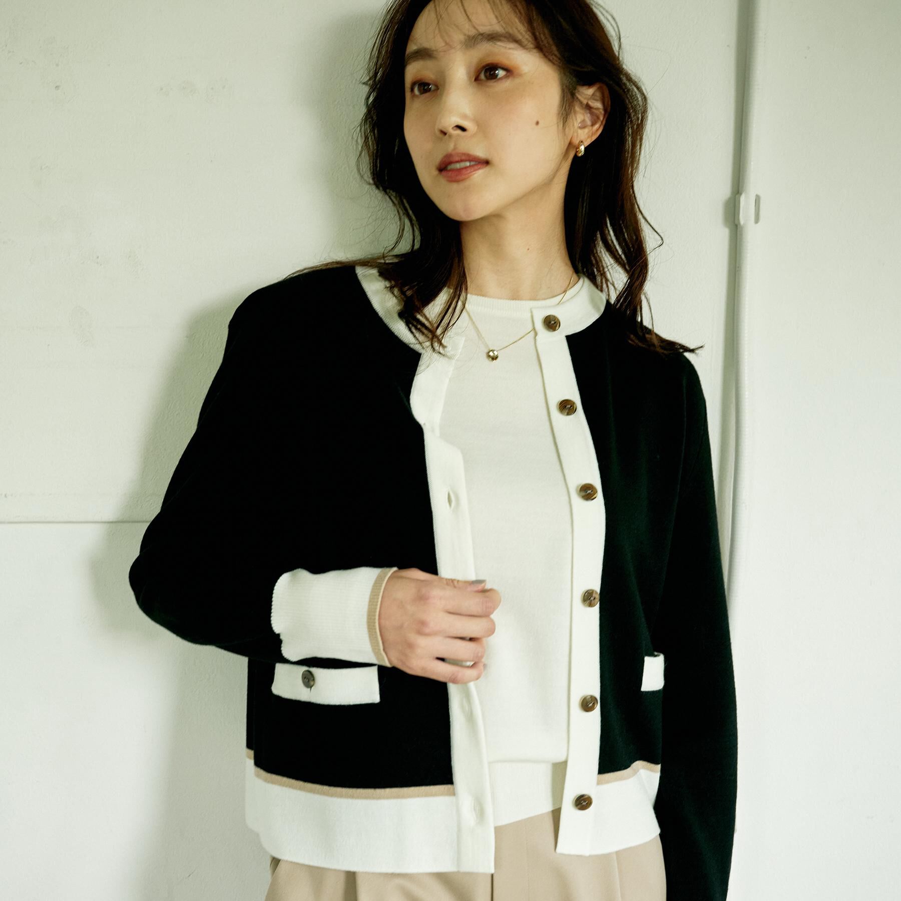 UNTITLED「【アンサンブル可/ジャケット風】ウールミラノリブカーディガン」|カーディガン|