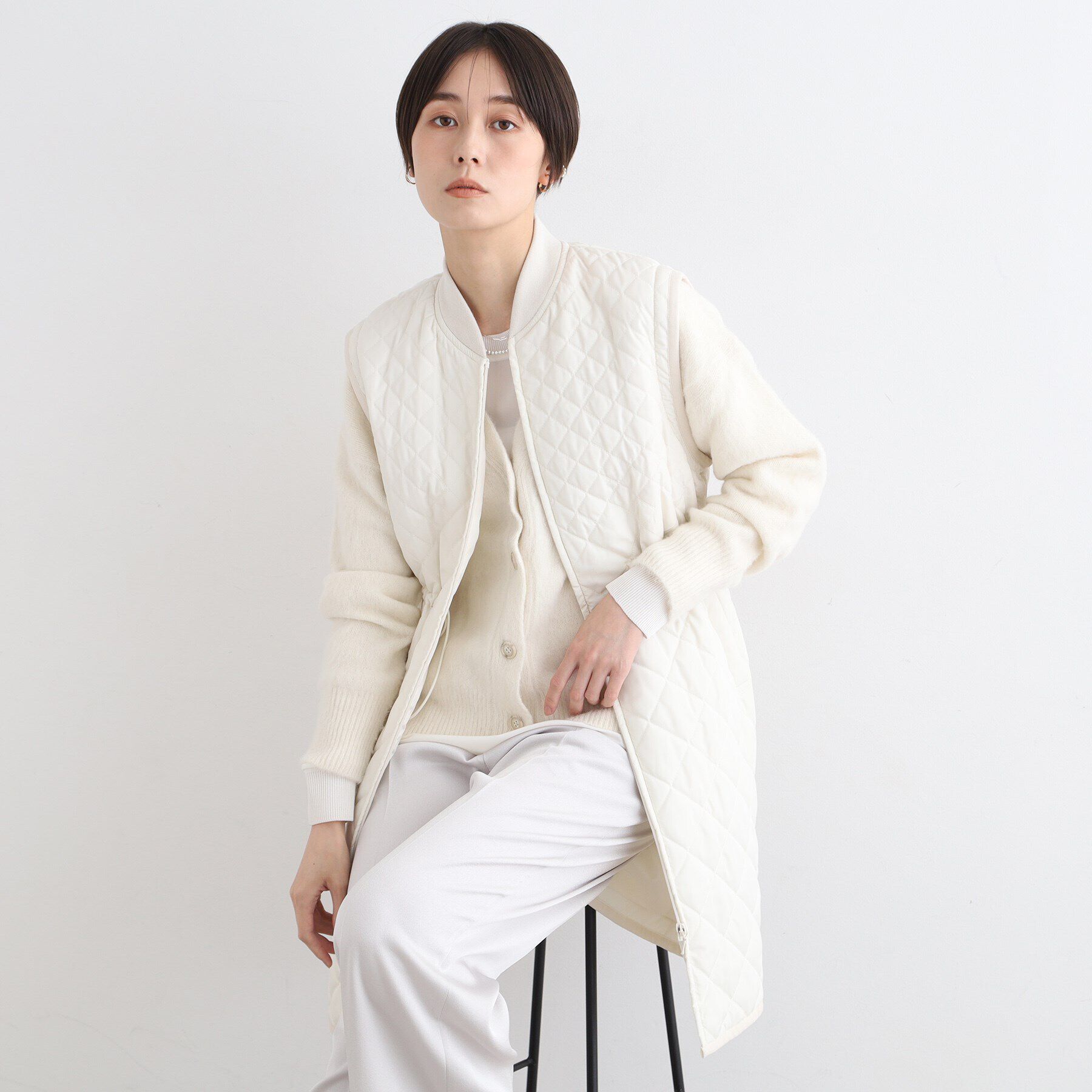 INDIVI「【2WAY/袖取り外し可能】グラデーションキルトロングコート」|ダウン|