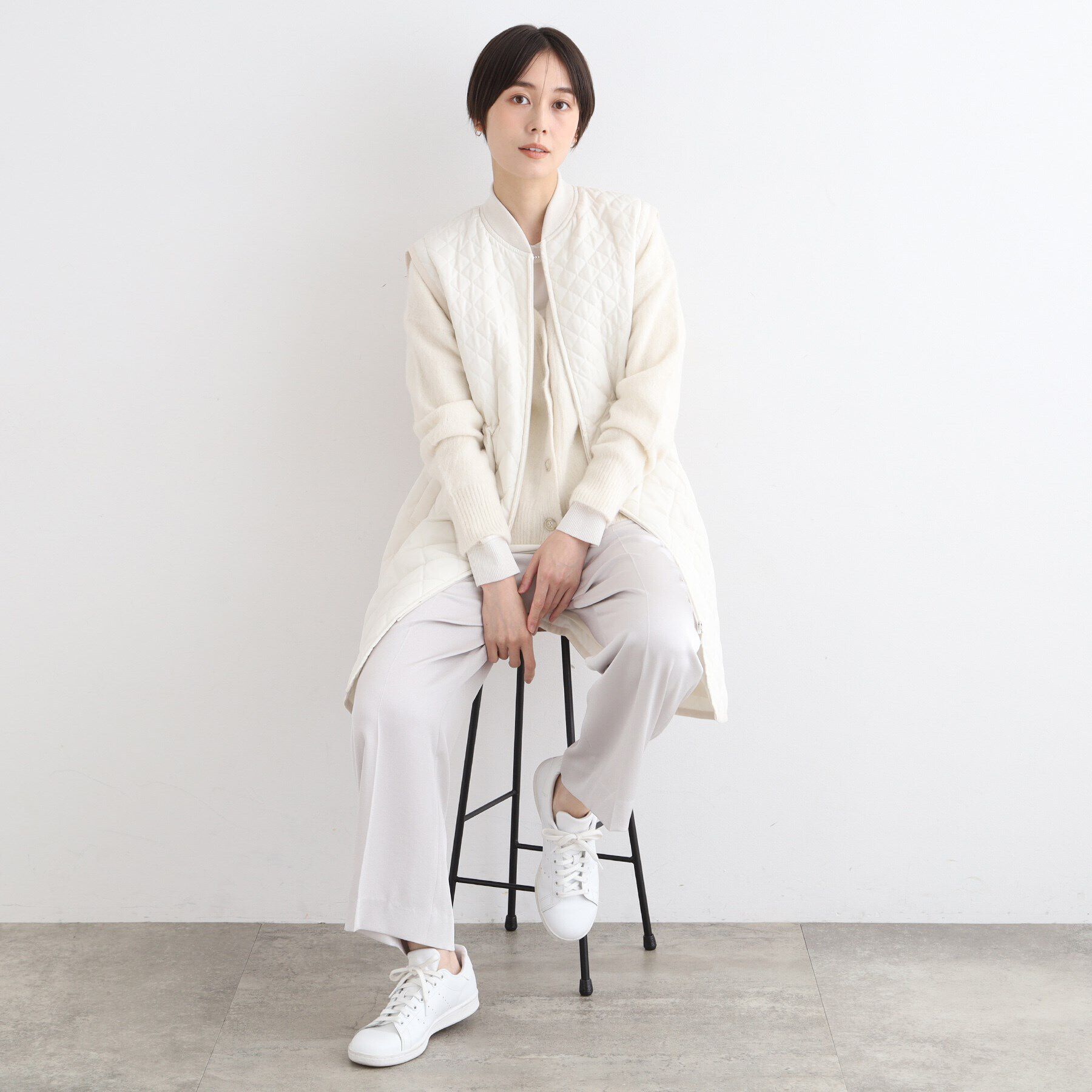 INDIVI「【2WAY/袖取り外し可能】グラデーションキルトロングコート」|ダウン|