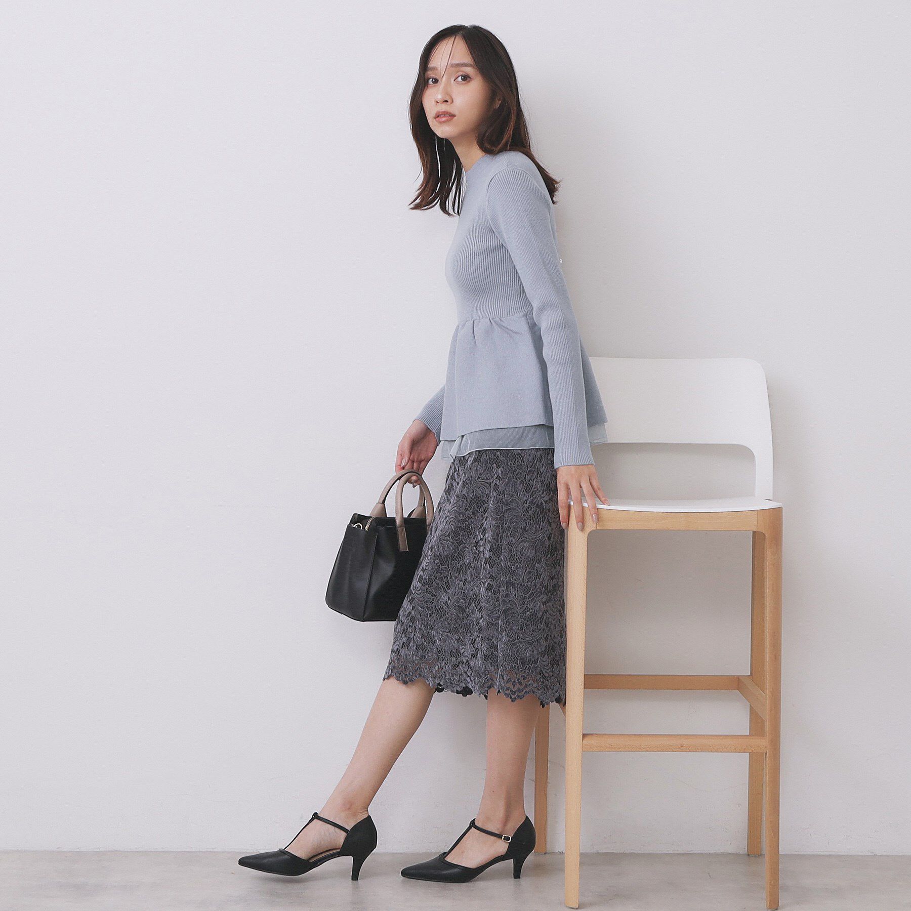 index「ペプラムチュールレイヤードニット【洗濯機OK】」|ニット・セーター|