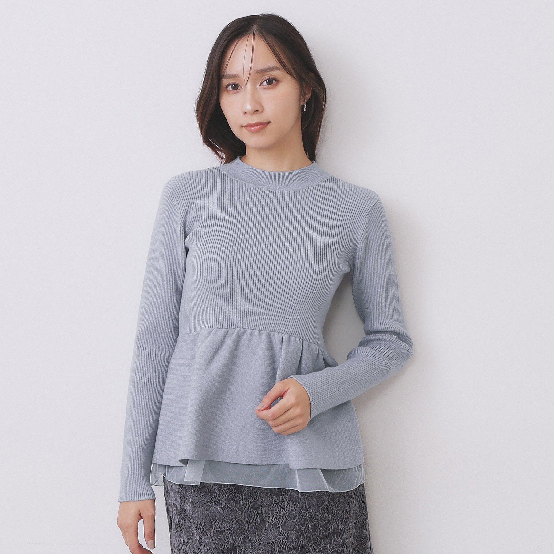 index「ペプラムチュールレイヤードニット【洗濯機OK】」|ニット・セーター|