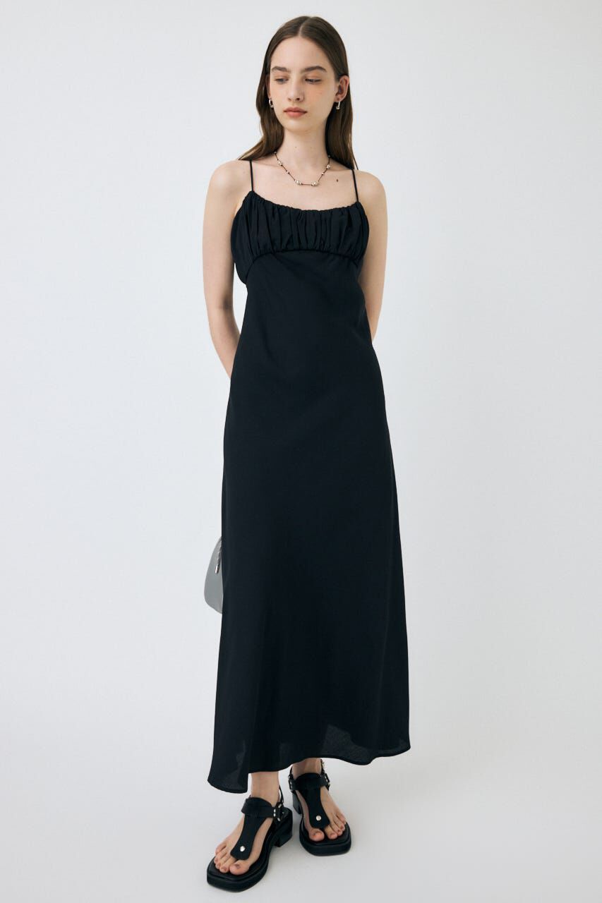 MOUSSY「DRAWSTRING STRAP SLIP ドレス」|ワンピース|BLK