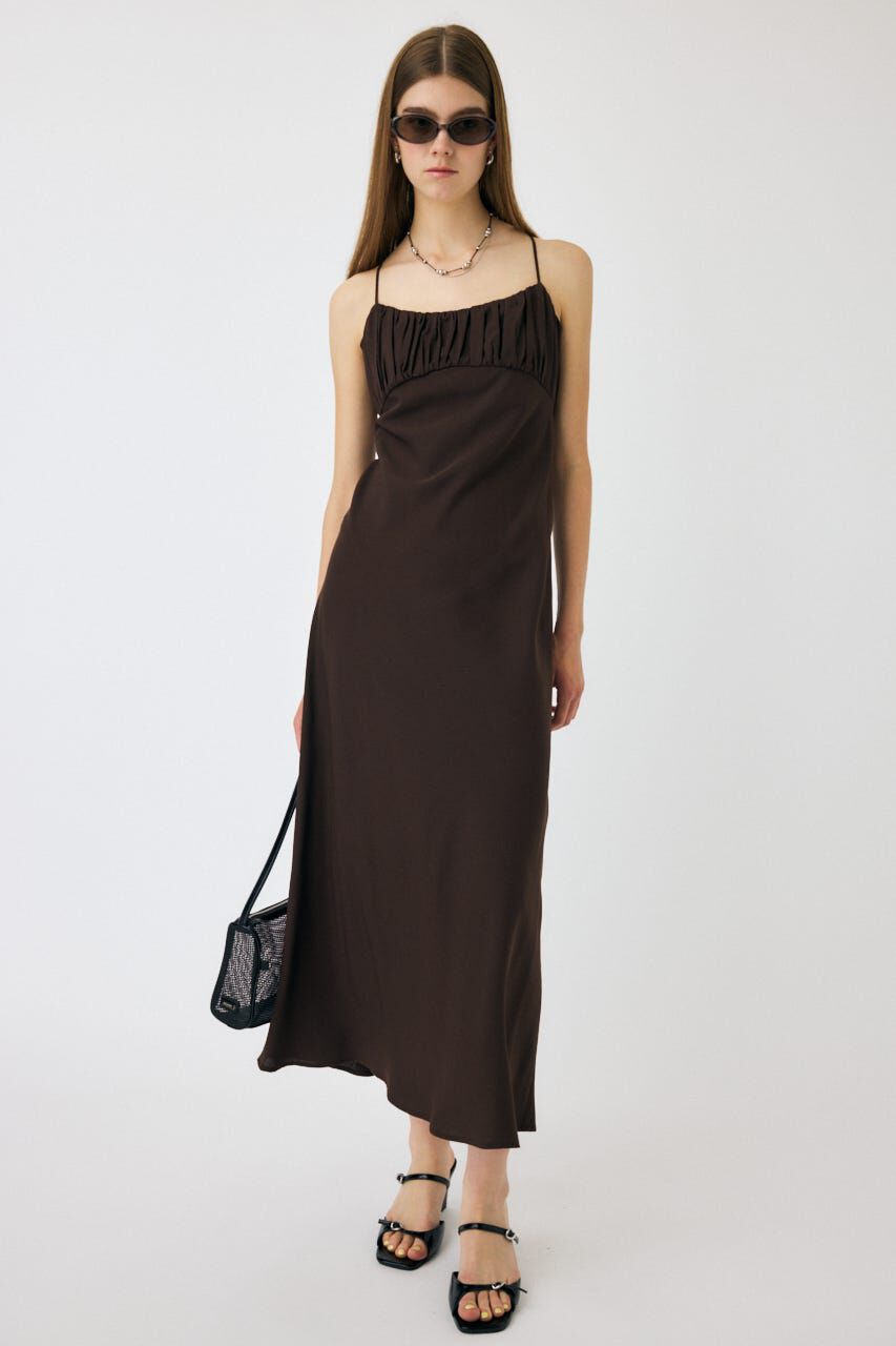 MOUSSY「DRAWSTRING STRAP SLIP ドレス」|ワンピース|BRN