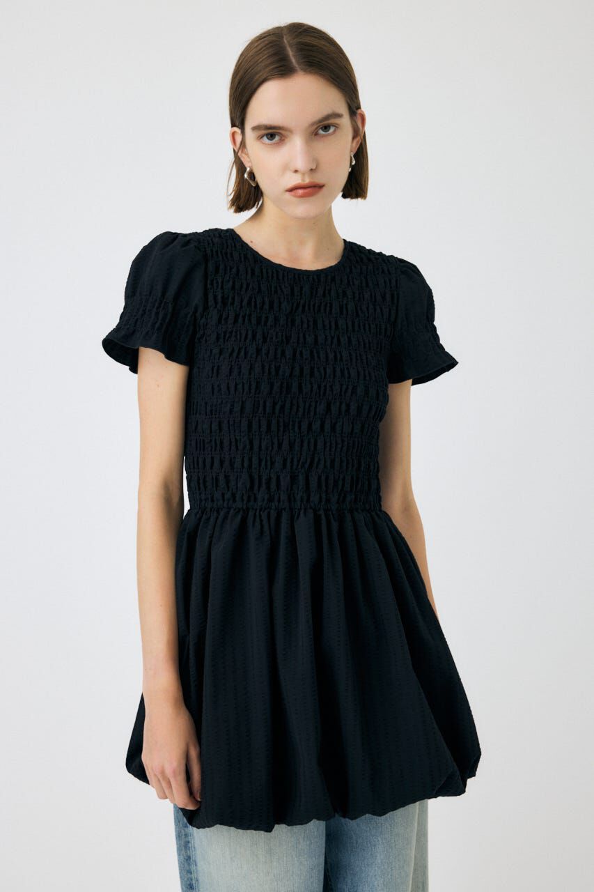 MOUSSY「GATHER BALLOON ミニドレス」|ワンピース|BLK