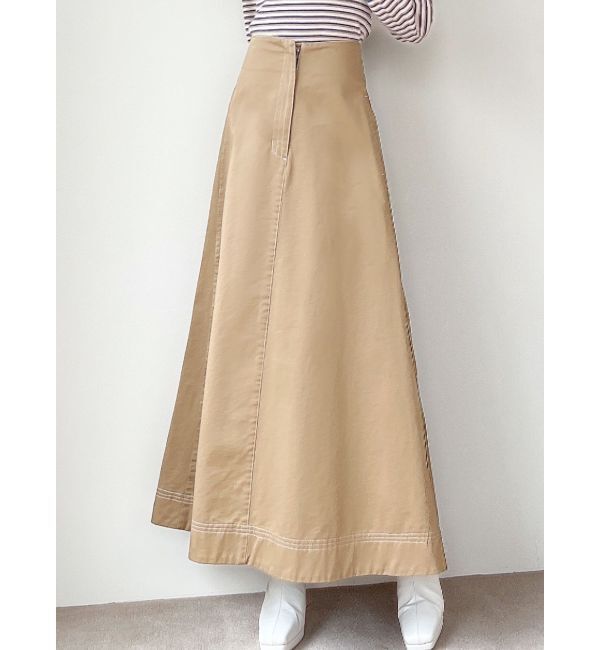 RESEXXY「ステッチデザインフレアスカート」|スカート|ベージュ