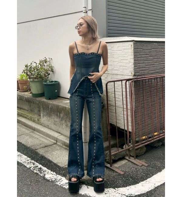 EVRIS「スタッズモチーフデニムキャミ【セットアップ着用可能】」|キャミソール|