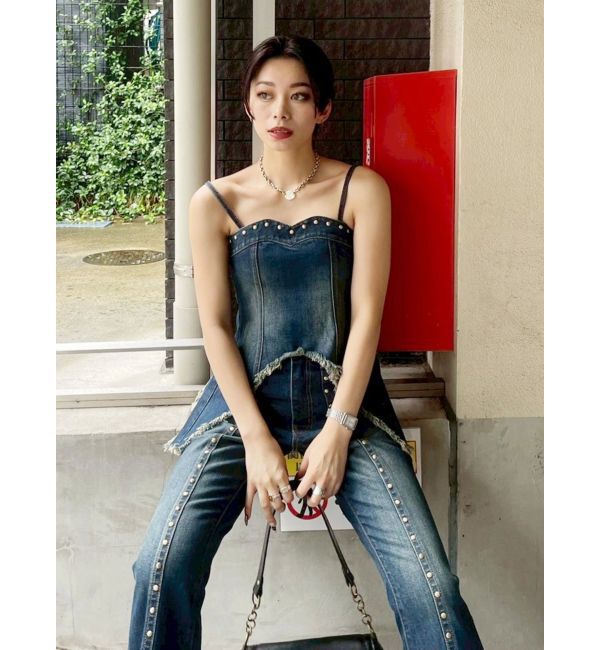 EVRIS「スタッズモチーフデニムキャミ【セットアップ着用可能】」|キャミソール|