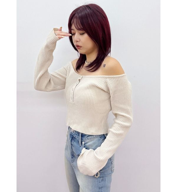 EVRIS「モールオフショルニットトップス」|ニット・セーター|